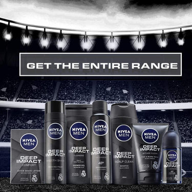 Nivea Men Body Wash, Deep Impact, 3 In 1 Shower Gel For Body, Face & Hair, With Microfine Clay, 250ml (Pack of 3)